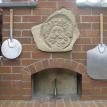 Front of pizza oven close-up